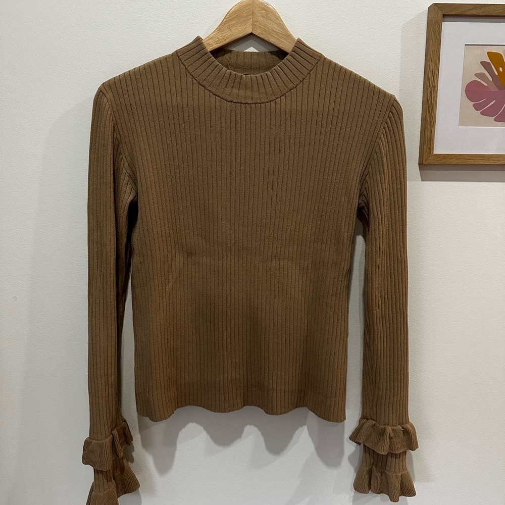 Tiger of Sweden Tan Ribbed Long Sleeve Top